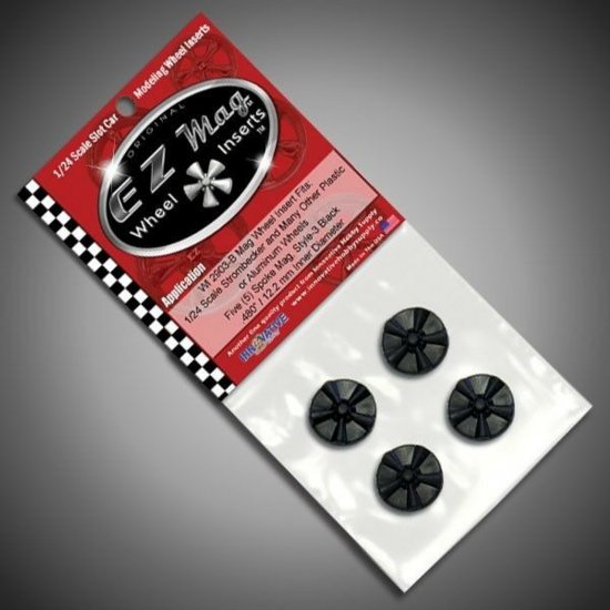 EZ Mag WI-2903B - 1/24 Wheel Inserts - Classic Five Spoke w/ Solid Back - Black - 1/2"