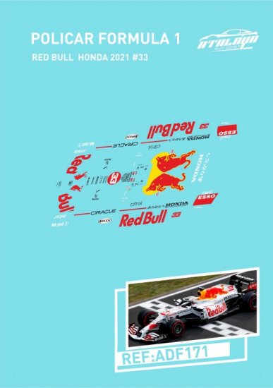 Atalaya Decals ADF171 - For Policar F1 - Red Bull Honda 2021 #33 - Max Verstappen - White Livery