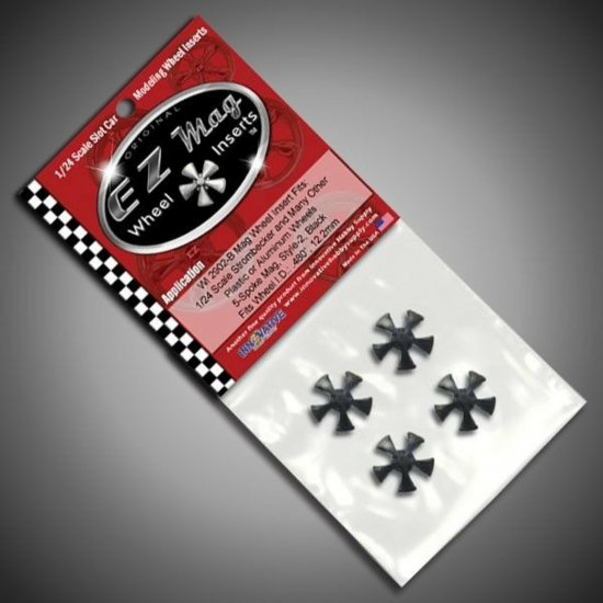 EZ Mag WI-2902B - 1/24 Wheel Inserts - Keystone Five Spoke - Black - 1/2"