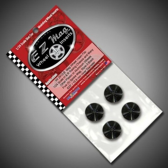 EZ Mag WI-2912B - 1/24 Wheel Inserts - Classic Five Spoke w/ Solid Back - Black - 5/8"