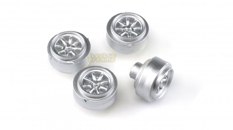 Team Slot L13004 - 13mm Pro Plastic Wheels - Rears - Minilite - Silver - pack of 4 - Click Image to Close