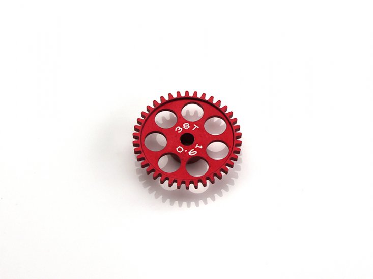 MR Slotcar MR6338 - Sidewinder Gear - 38T - 19.0mm diameter - Red Ergal - for Fly/Scalextric