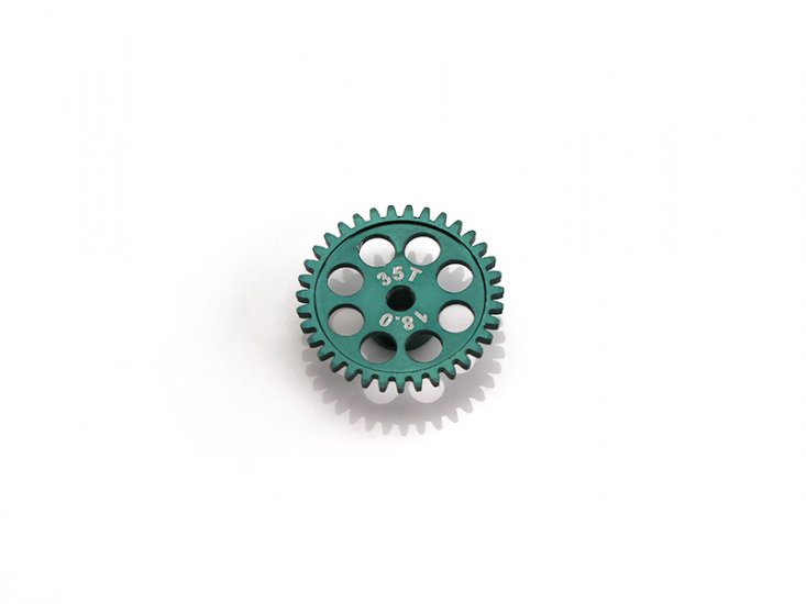 MR Slotcar MR6235R - Sidewinder Gear - 35T - 18.0mm diameter - Green Ergal