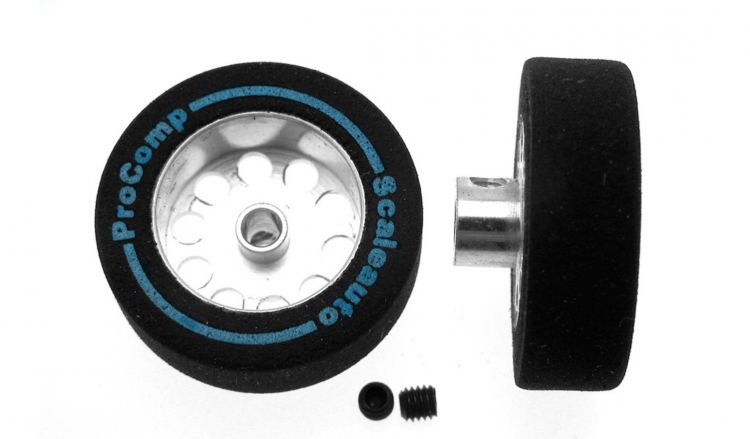 ScaleAuto SC-2702P - HardComp Sponge Tires 25.5 x 8mm + Aluminum Wheels 21mm OD - for 3mm axles