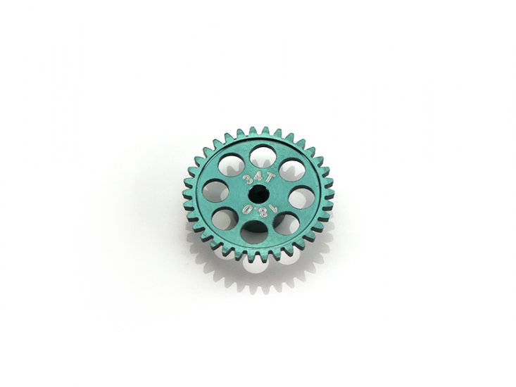 MR Slotcar MR6234R - Sidewinder Gear - 34T - 18.0mm diameter - Green Ergal