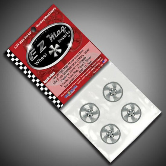 EZ Mag WI-2923S - 1/24 Wheel Inserts - Elliptical - Silver - 1/2"