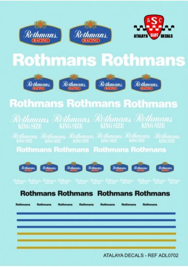 Atalaya Decals ADL0702 - Rothmans