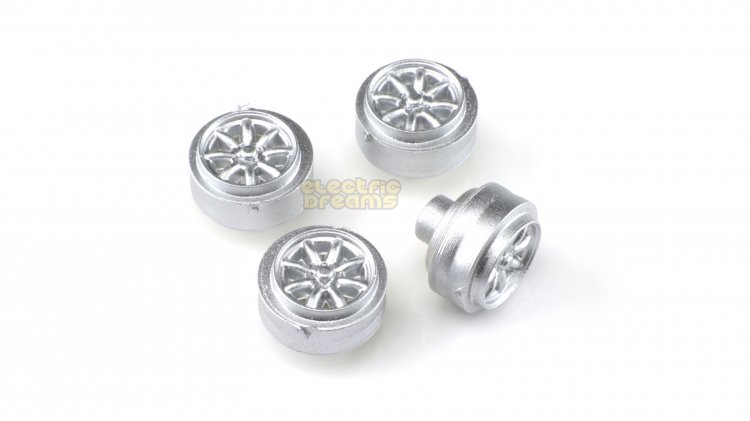 Team Slot L13002 - 13mm Pro Plastic Wheels - Fronts - Minilite - Silver - pack of 4