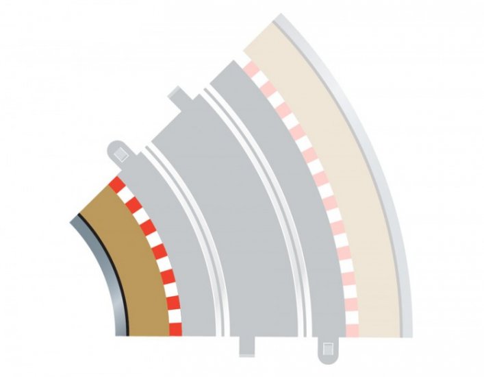 Scalextric C8225 R2 Inner Curve - Tan Borders & Barriers 45°, x4