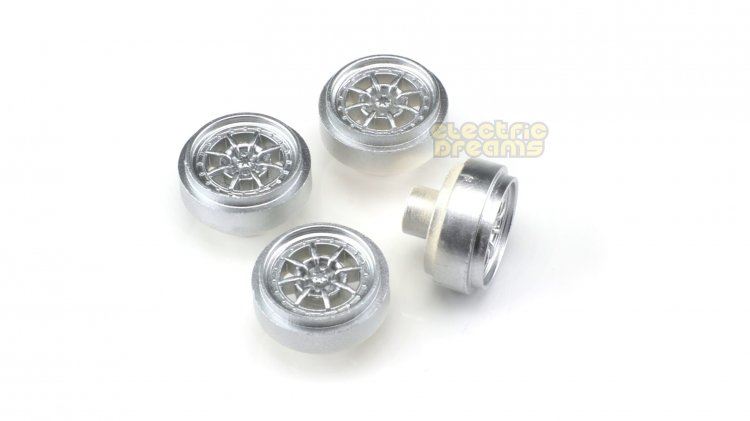 Team Slot 59029 - Pack of 4 Wheels - Braid Series 1R Silver Fronts