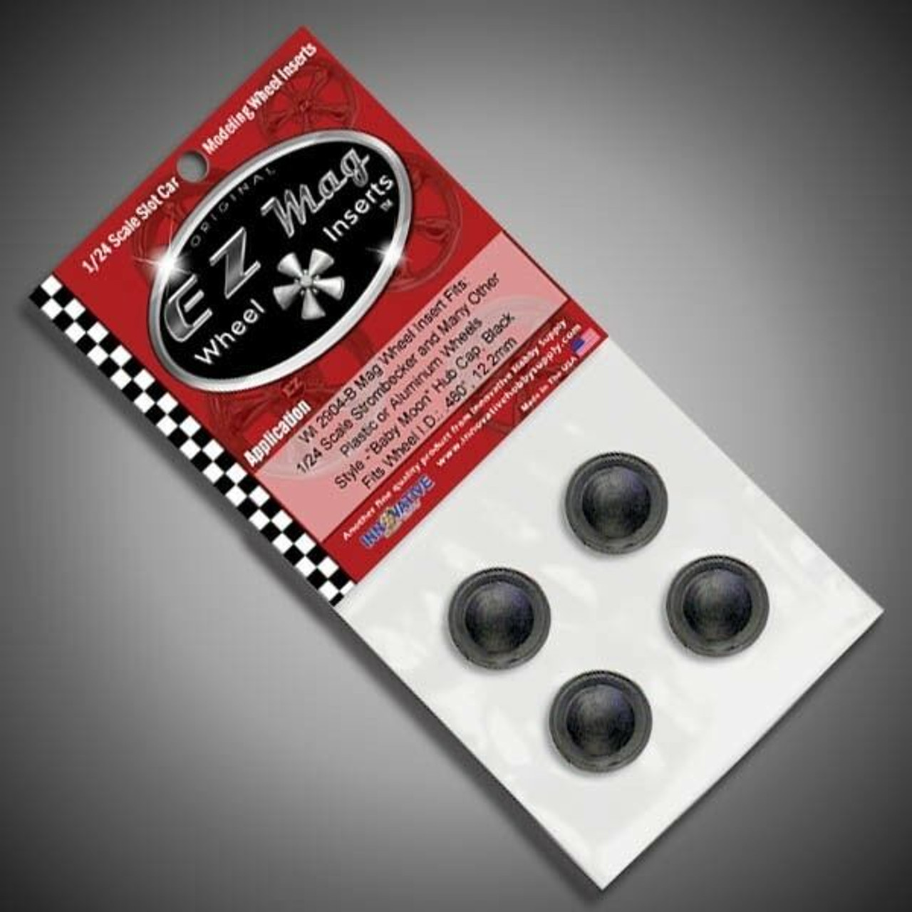 EZ Mag WI-2904B - 1/24 Wheel Inserts - Baby Moon - Black - 1/2"