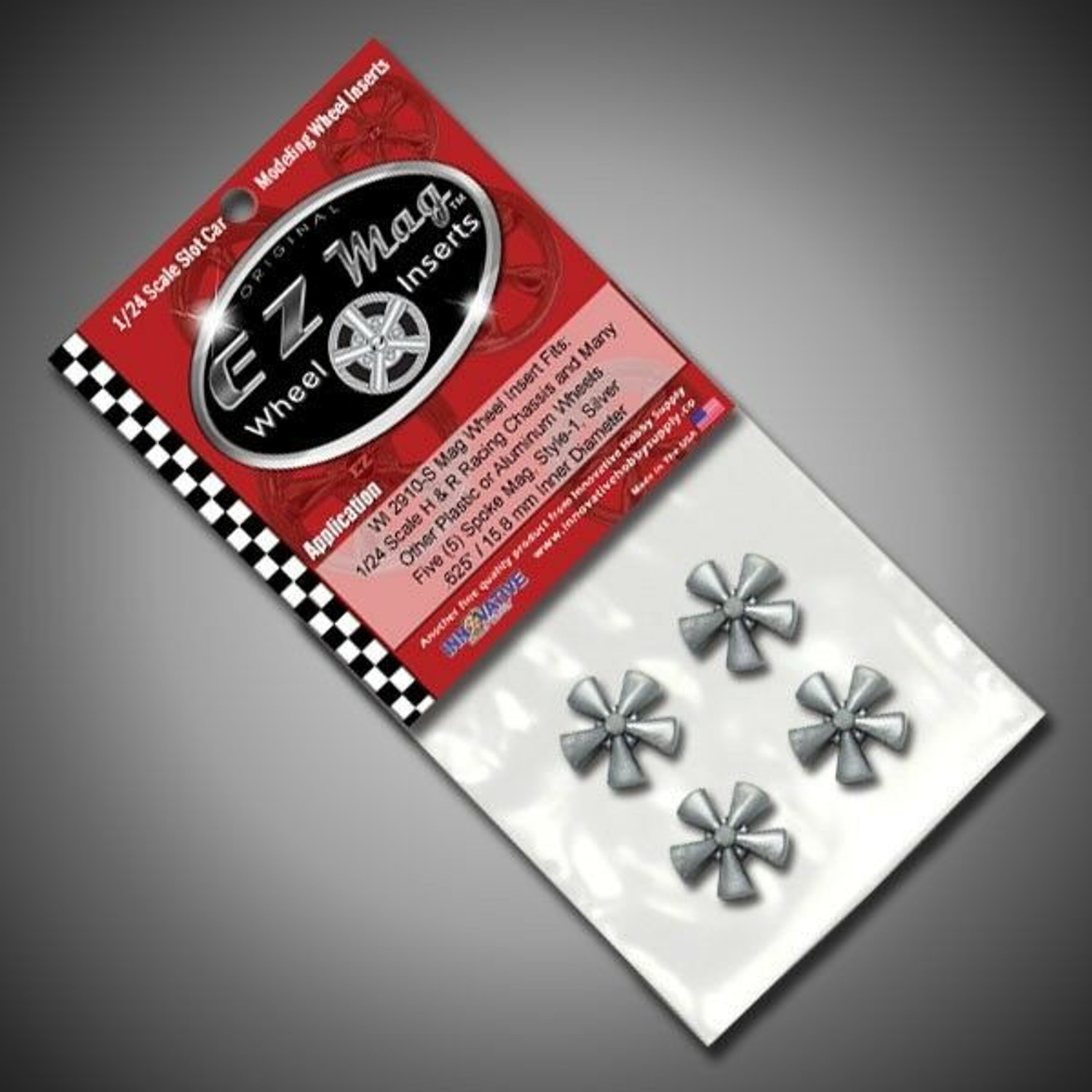 EZ Mag WI-2910B - 1/24 Wheel Inserts - Classic Five Spoke - Black - 5/8"