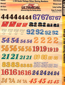 Ultracal 3424 - 1/24 DECALS - Vintage Silver Racing Numbers