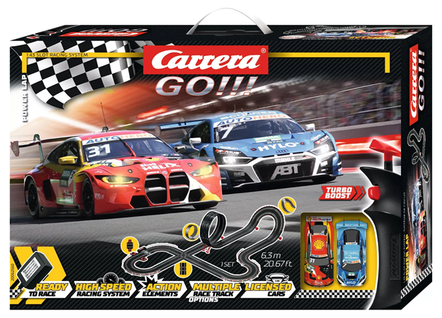 Carrera GO! 62560 - POWER LAP - BMW M4 vs Audi R8 - 1/43 scale race set - Click Image to Close