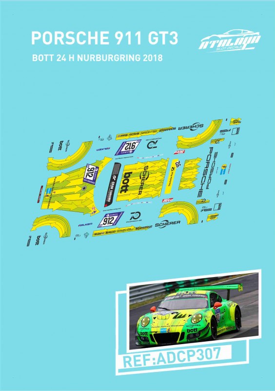 Atalaya Decals ADCP307 Porsche 911 GT3, Bott 24h Nurburgring 2018