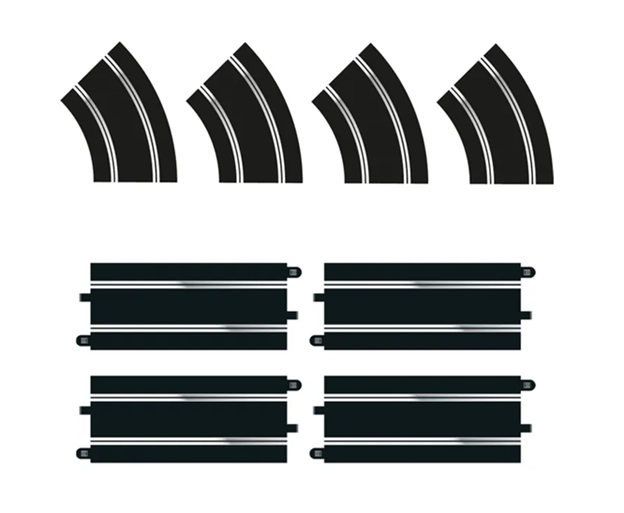 Scalextric C8198 - Accessory Pack - Standard Straights (x4) and R2 Curves (x4)