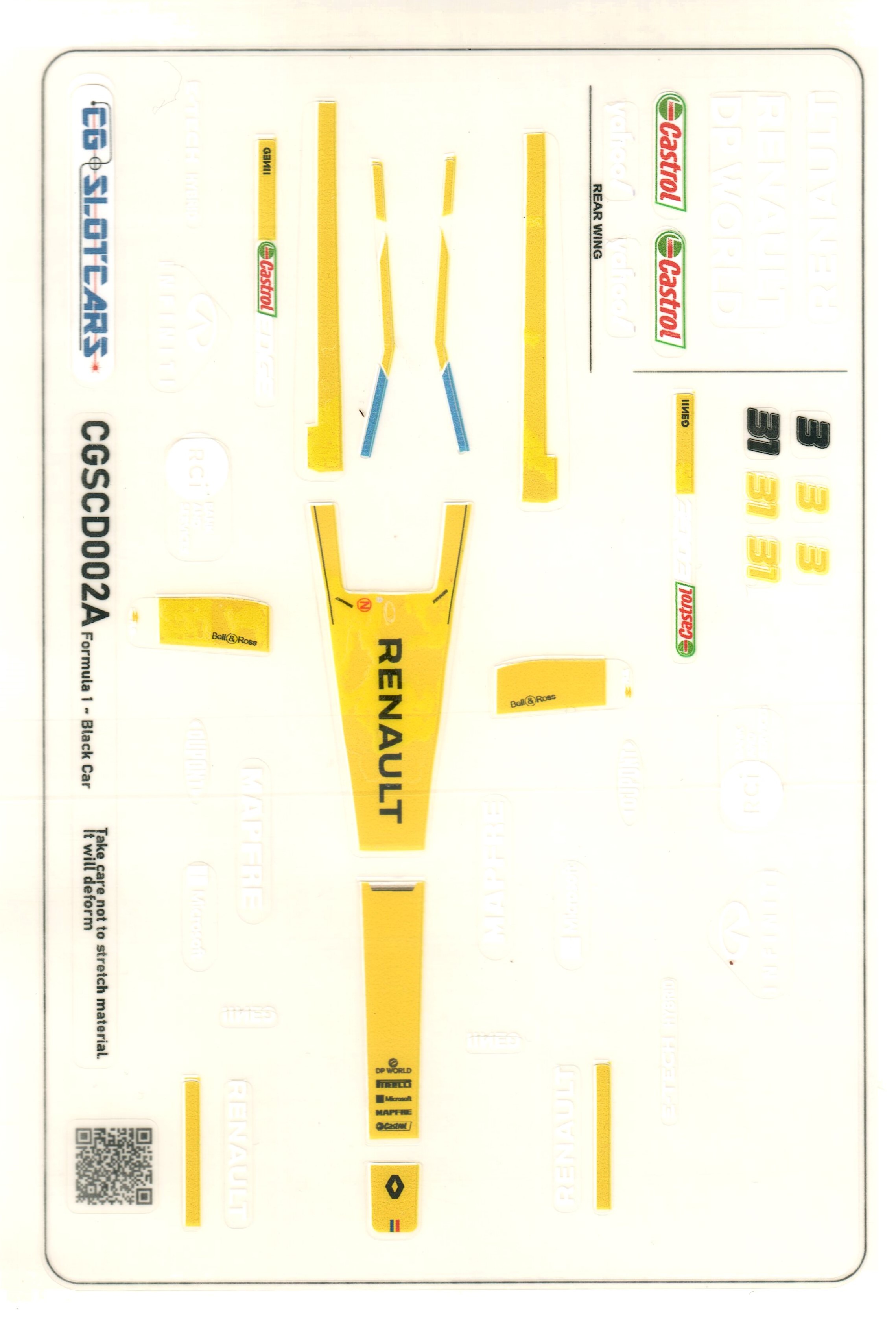 CGSCD002A - Peel & Stick Decals - for Policar Modern F1 - Renault 2020