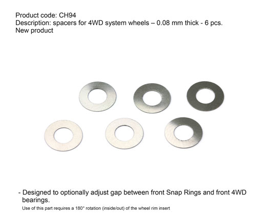 Slot.it CH94 - Spacers For 4WD System - 0.08mm