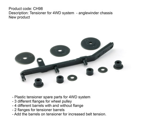 Slot.it CH98 - Tensioner, flanges and spacers For 4WD System