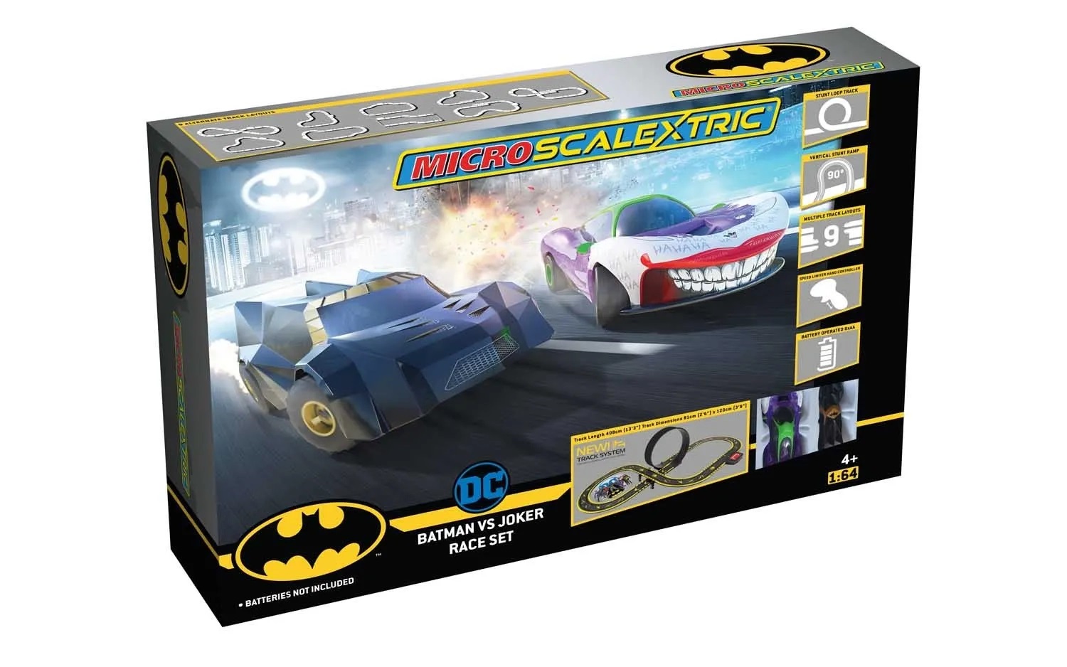 Scalextric Micro G1155T - Batman vs Joker - 1/64 (HO) scale race set