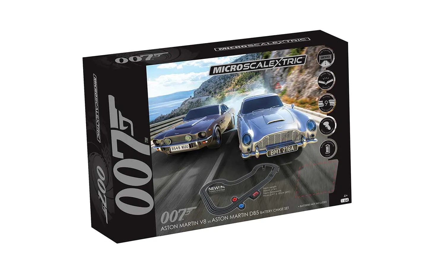 Scalextric Micro G1171T - James Bond 007 - Aston Martin DB5 vs V8 - 1/64 (HO) scale race set