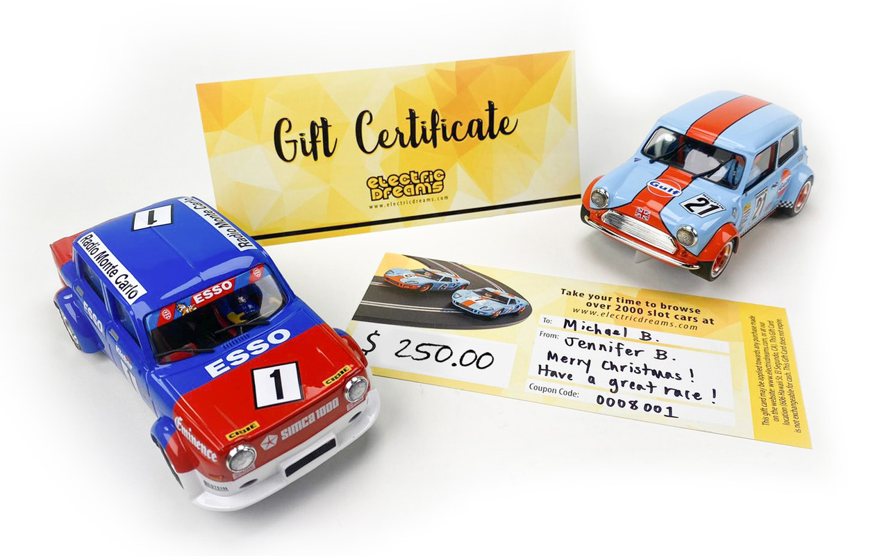 40 Gift Certificate GIFT 40 40.00 Electric Dreams New and Vintage Slot Cars New and Vintage Slot Cars