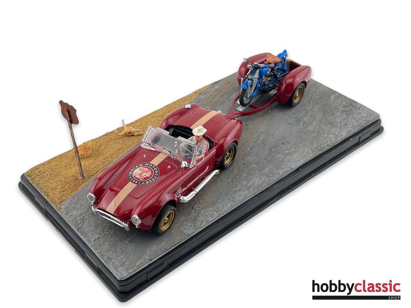 HobbyClassic HCP-204-IB - Cobra + Trailer Burgundy & Indian Blue Motorcycle