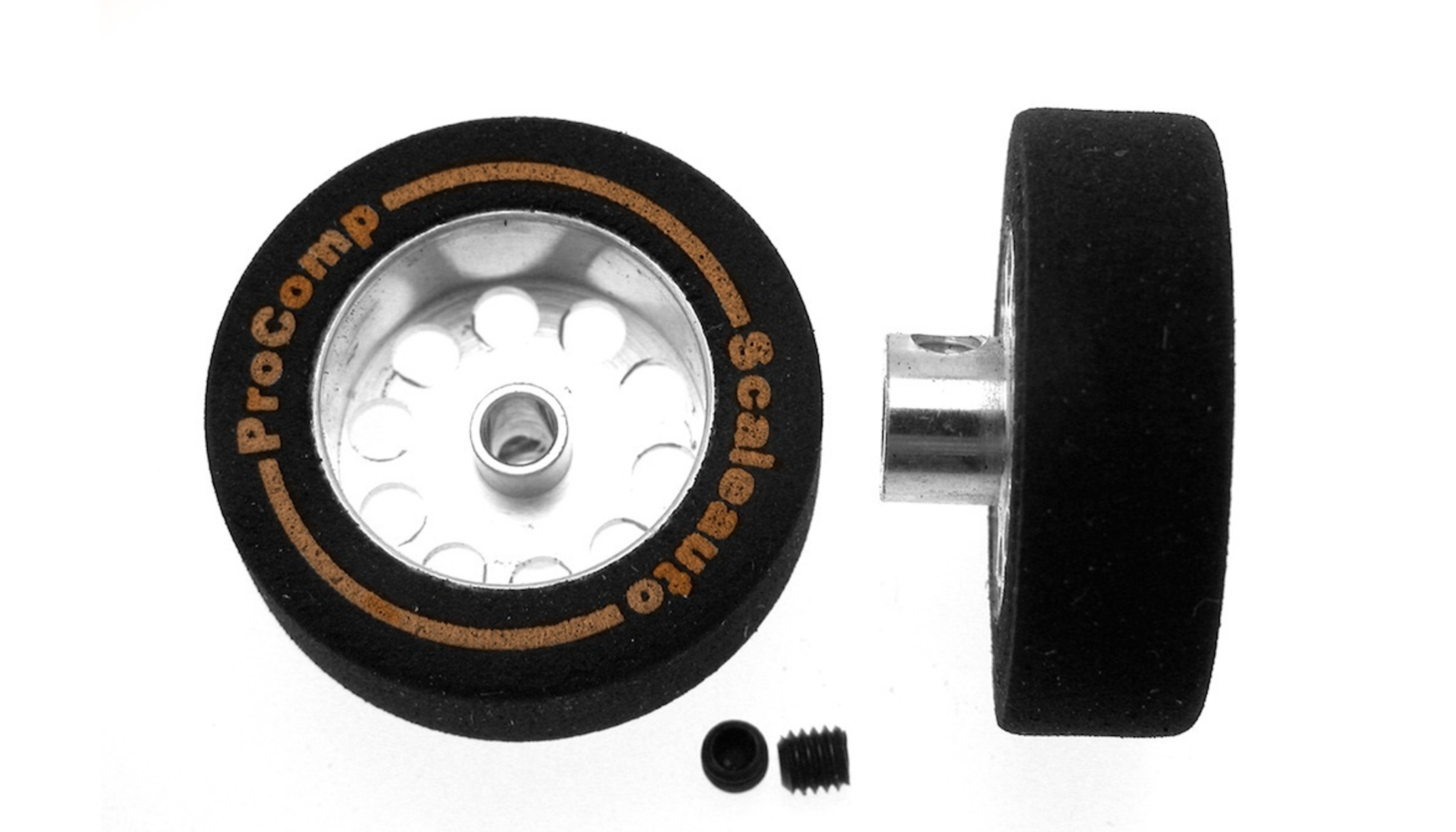 ScaleAuto SC-2707P - ProComp3 Sponge Tires 25.5 x 8mm + Aluminum Wheels 17mm OD - for 3mm axles