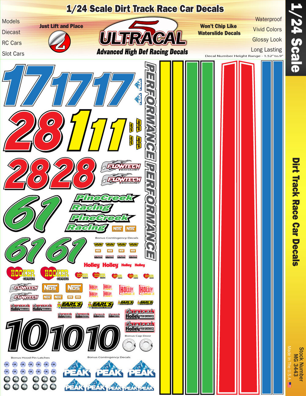 Ultracal 3443 - 1/24 DECALS - Dirt Track Race Car