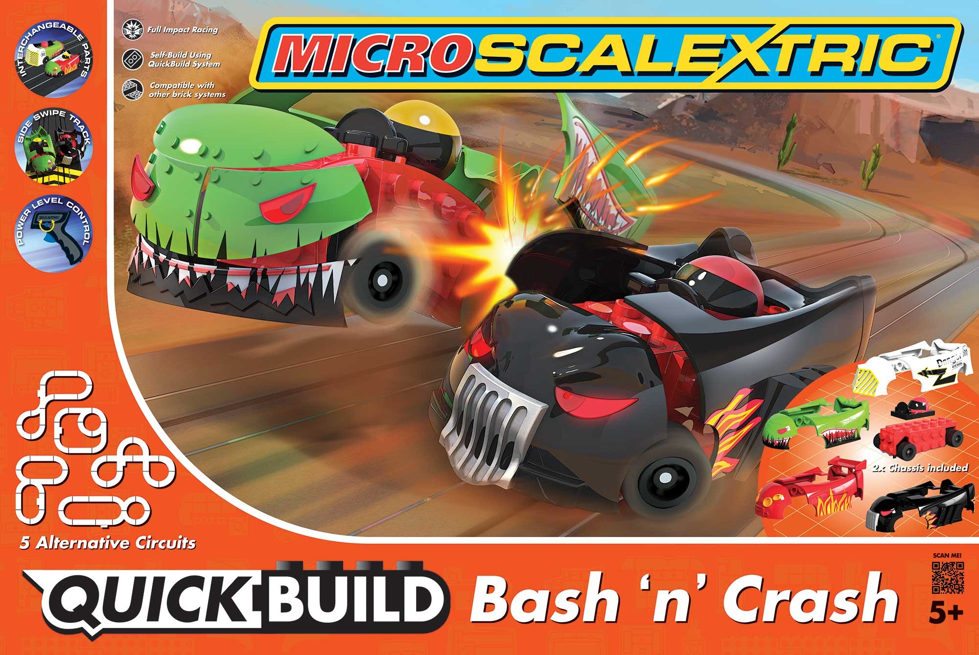 Scalextric Micro G1116T - Bash 'n' Crash - Quickbuild - 1/64 (HO) scale race set