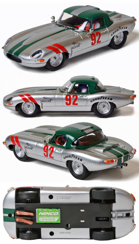 Ninco 50611 Jaguar E-type (XKE) roadster, #92 silver/green 